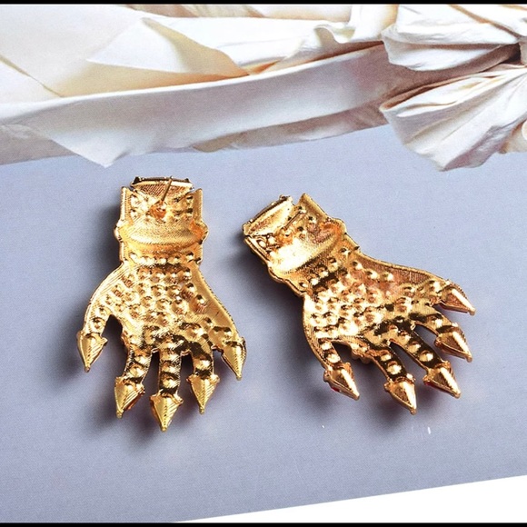 Funky Gold Hand Drop Earrings - Picture 2 of 6
